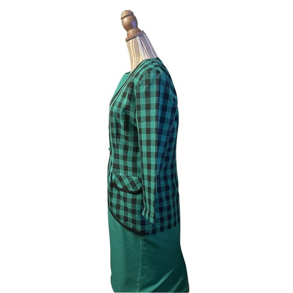Vintage 80s Dress Jacket Set Cary Robbins Sheath  Approximately SIZE 10 Green - Picture 8 of 11
